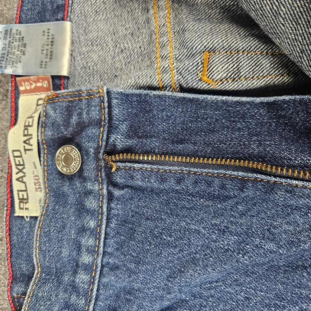 Levis 550 Relaxed Tapered Jeans Womens 14L Dark Wash Blue High Rise Cotton Denim